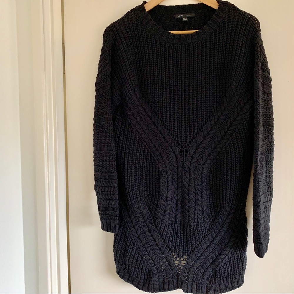 Mango long sweater in navy